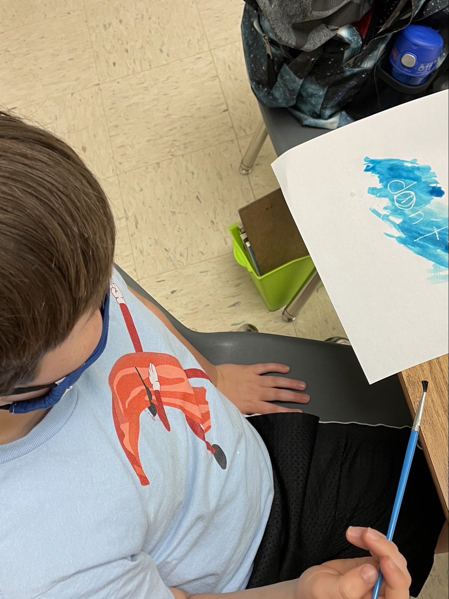 Feddersenthird1's tweet photo. Busy learning test taking strategies and read about making secret messages. So of course the next step is to write secret messages! Painting reveals the message! #spottedatLOW https://t.co/ZIrvzJ1eJn