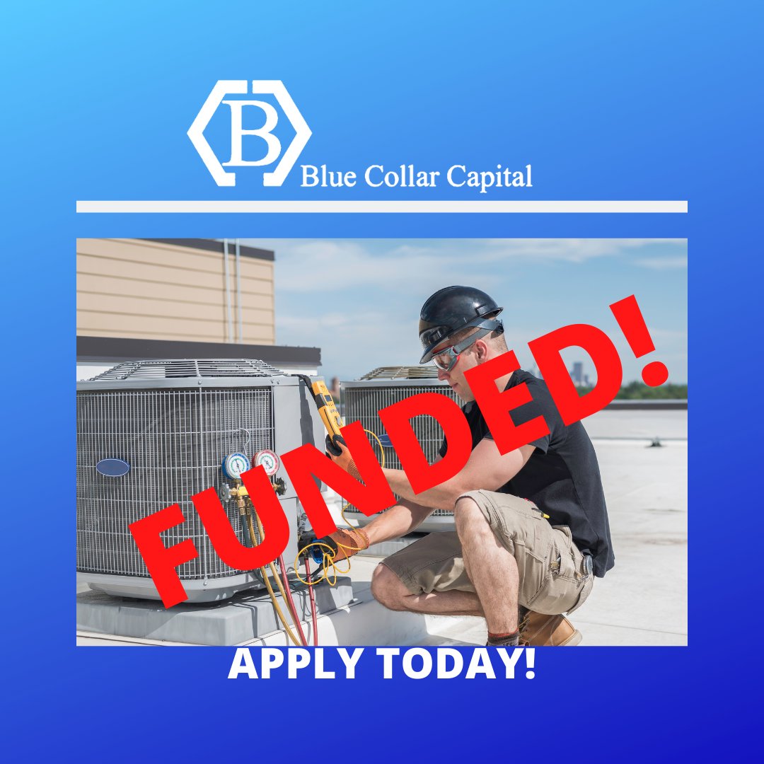 BlueSolutionsCo's tweet image. FUNDED DEAL OF THE DAY! $75,000 HVAC Contractor. Apply today! BlueCollarCapital.net
#funding  #business #businessloan #lending #smallbusiness  #smallbusinessowner   #smallbusinessloans #money   #businessowner #businessfunding #workingcapital  #loans