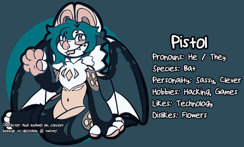geotalon's tweet photo. 💻Pistol the Hacker

My partner and I are looking into making enamel pins, charms, and more. All enamel pin concepts and characters will have a small bio so you'll get to know and connect with them, and some you'll see multiple times, and some will be limited / alt versions. https://t.co/btR5fnQ5ud