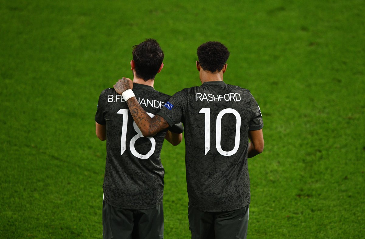 Bruno Fernandes 🤝 Marcus Rashford 

🔴 The Manchester United duo have a combined total of 70 goal contributions this season (all competitions) 🔥

#UEL