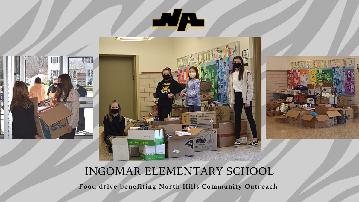 NA_Schools's tweet photo. Ingomar Elementary School gives back! Thank you to IES students Evey, Kate, Alison, and Maddie for organizing a food drive to benefit the @NHCOhelps. Students competed to see who could collect the most food and the winner was Grade 5! https://t.co/GkzrDrv8yR