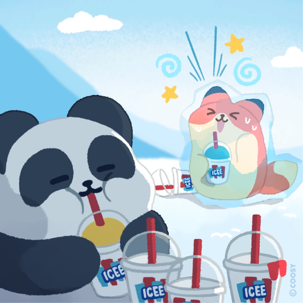 anirollz's tweet photo. ❄️Seems like Pandaroll has a higher tolerance for a brain-freeze than our unlucky friend, Foxiroll 😂
--
#anirollz #coosyusa #letzroll #characterz @Official_ICEE #icee #slushie #frozendrink #staycool https://t.co/ufC1VwwG0C