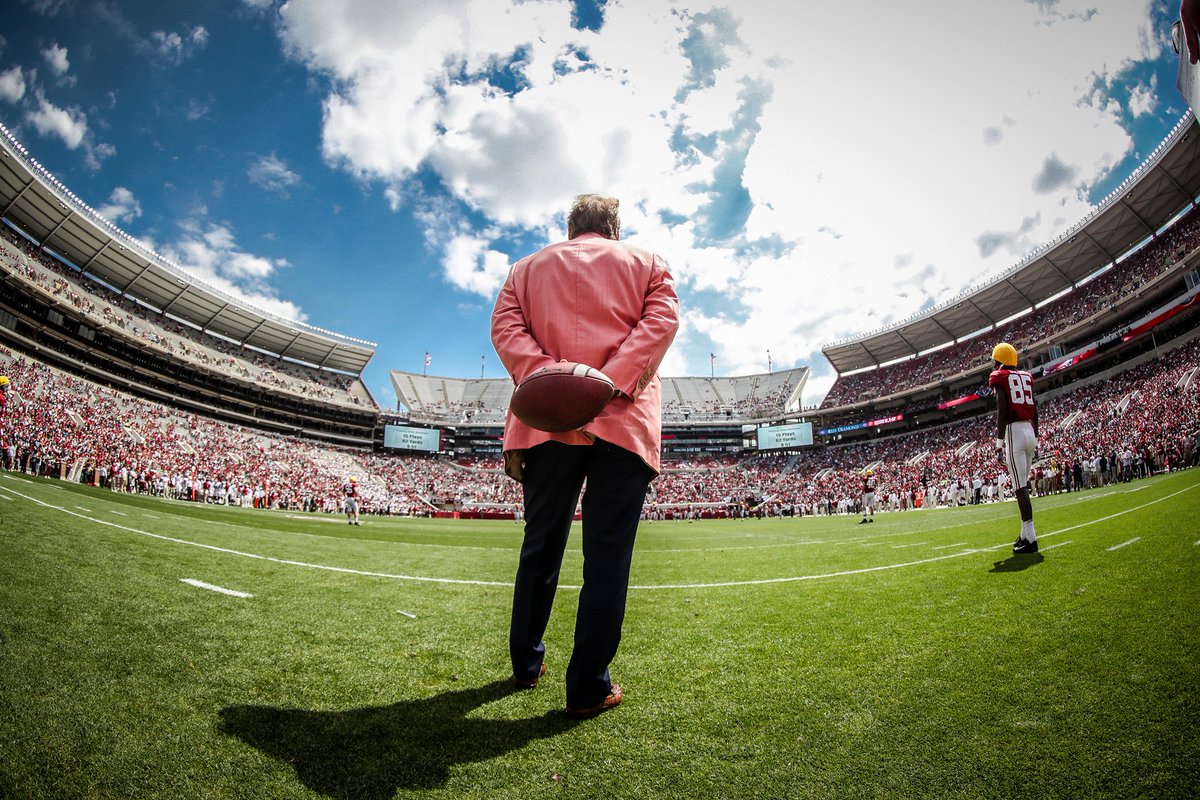 UA_Athletics's tweet photo. What color spring suit do you think Coach Saban will wear next for A-Day? 🏈☀️

#RollTide https://t.co/o1J1SfIS8d