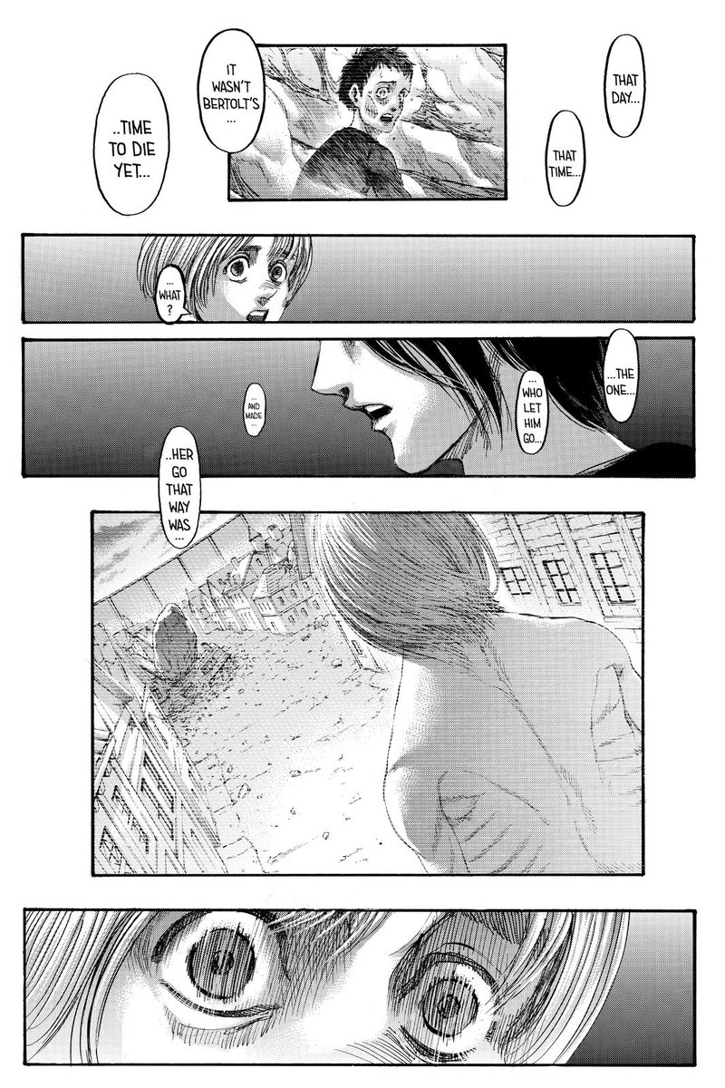 For example, revealing Eren was the one who made Dina eat Carla. It was hinted in 130 but the way it was revealed, especially this late in the story, feels like a mere intent to shock the readers. It didn't felt earned nor satisfying.  #aot139spoilers
