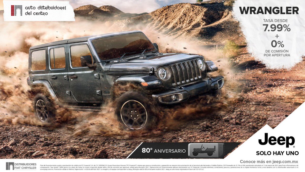 AutoDistribuid3's tweet image. Directo a la aventura 🏔 con tasa desde 7.99% y comisión por apertura de regalo 🎁 sólo con Jeep Wrangler... #jeepwrangler #adventure