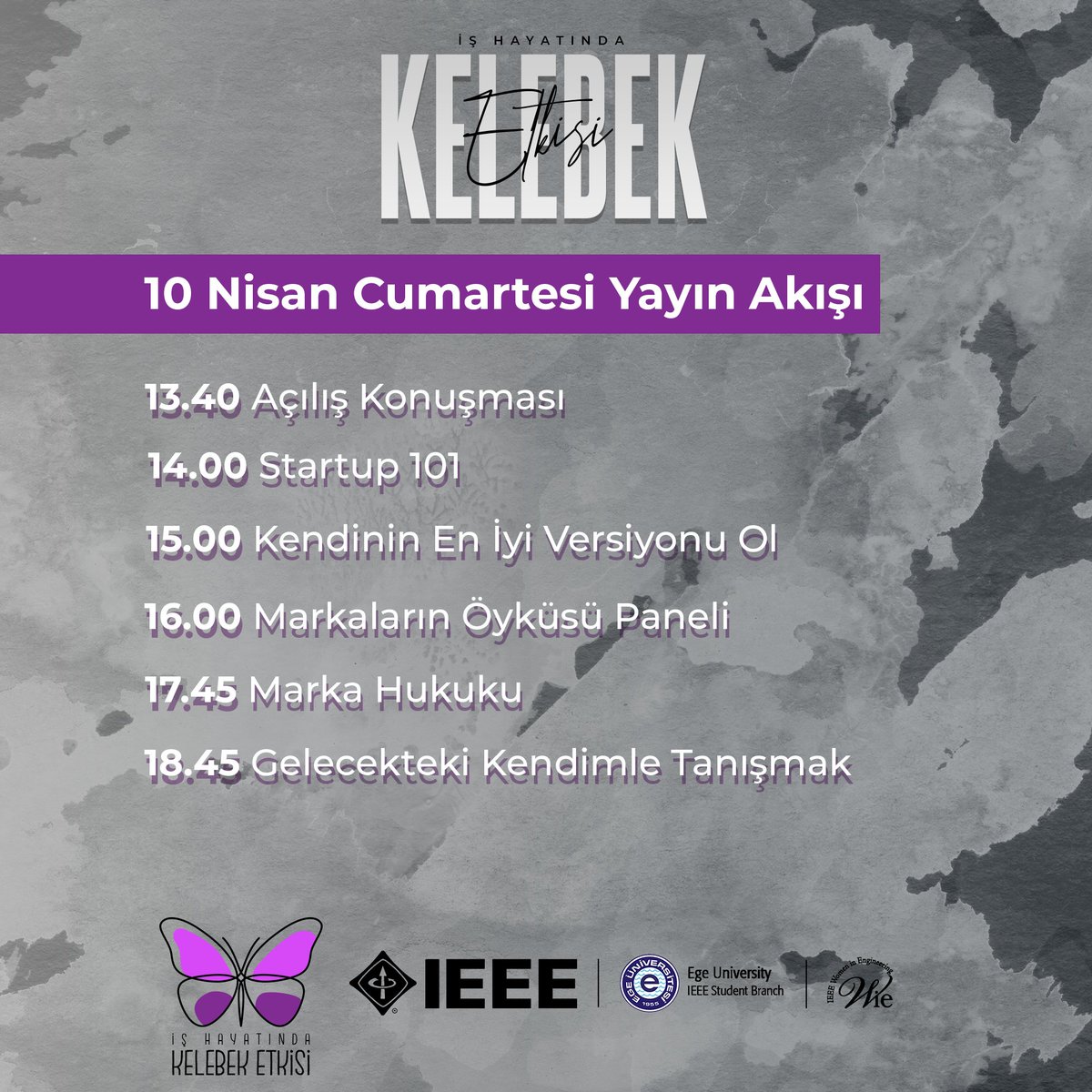 IEEEegesb's tweet photo. İş Hayatında Kelebek Etkisi  10-11 Nisan yayın akışı!

Kayıt formuna bio’dan ulaşabilirsiniz🌸
Etkinliğimizde katılım belgesi verilecektir.

#ishayatindakelebeketkisi
#dijitalleşme https://t.co/qnyWmj25Tg