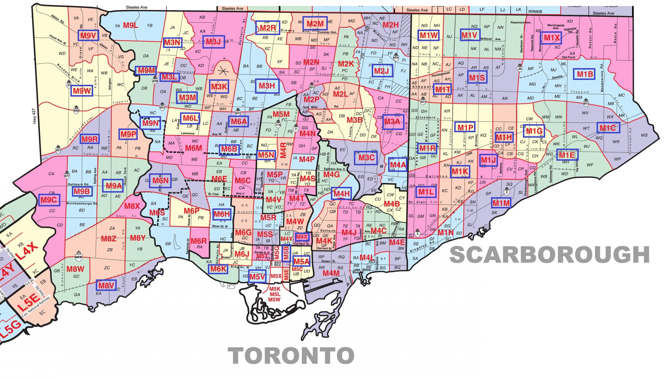 Toronto postal code map wynne karlotte