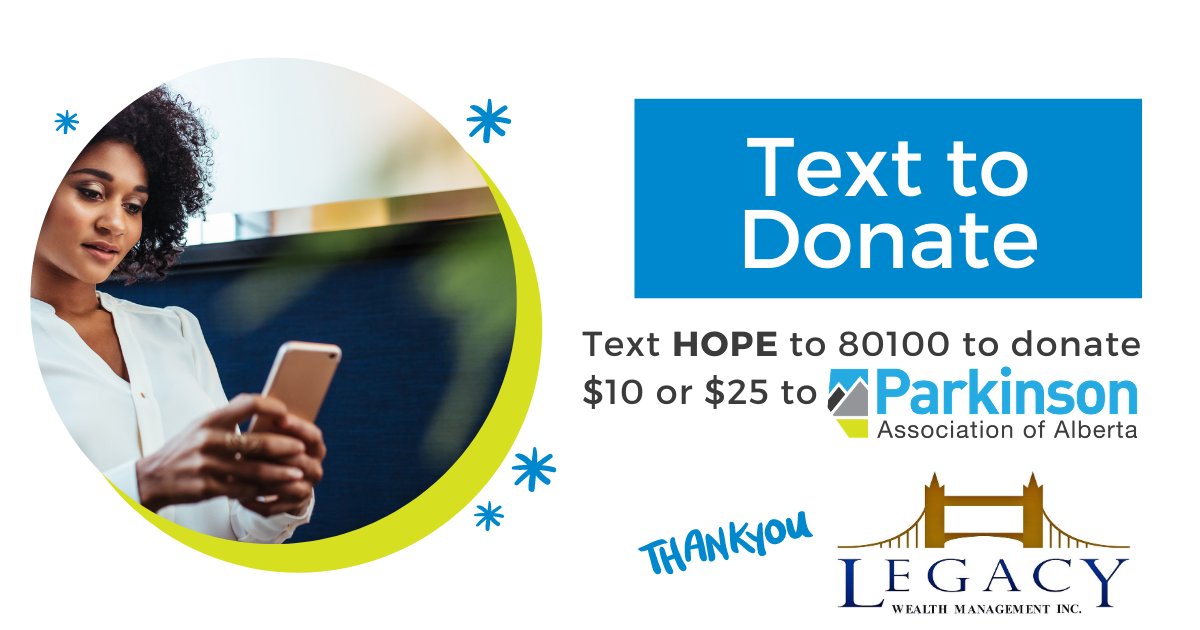 PDAssocAB's tweet photo. Together we can provide support for research in Alberta. #circleofhelp

Gift a gift today when you text HOPE to 80100 to donate $10 or $25 to Parkinson Association of Alberta.

#parkinsonsawarenessmonth #Parkinsons  #pdawarenessmonth #donate https://t.co/e0arjwuFVO