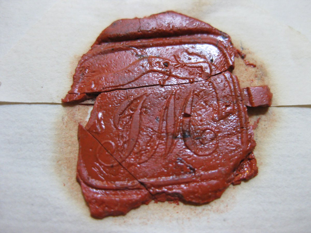 JMMontpelier's tweet photo. This intact James Madison wax seal is found on a portion of a letter &amp; includes Madison's initials &amp; Latin motto "Veritas non verba magistri” [“truth, not the words of a master” (or “teacher”)]
#collections #museumcollections #vintage #collectionscare #preservation @SavingPlaces https://t.co/vBojBdcRuQ