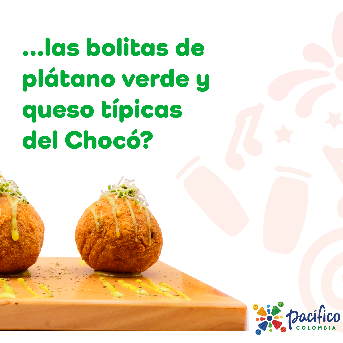 Este plato tradicional de la cocina chocoana es ideal para aperitivos o snacks, su preparación lleva el sabor de #PacíficoColombia.
Si aún no has adivinado, la respuesta es Jujú.