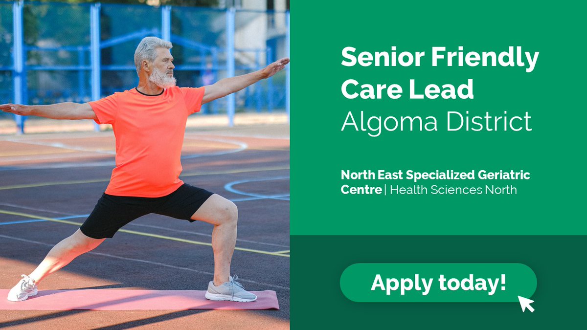 AlgomaOHT's tweet photo. 🚨 JOB OPPORTUNITY! 🚨

Our friends @NE_SGC (@HSN_Sudbury) are searching for a Senior Friendly Care Lead for Algoma District.

Learn more: https://t.co/clzlCeT6kA
Apply here: https://t.co/XfYhCG47JO https://t.co/LZ3JZWldIn