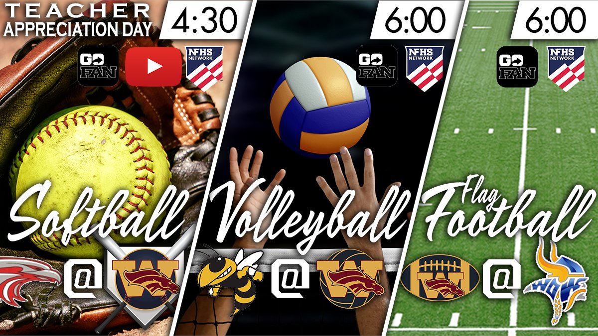 TODAY:
🥎<a href="/WekivaSoftball/">Stang Gang</a> Teacher Appreciation at 4:30; vs. @ER_Athletics at 5
🏐#WekivaVolleyball hosts <a href="/letsgohornets/">Bishop Moore Catholic</a> at 6
🏈#WekivaFFB travels to <a href="/WOHSathletics/">WOHS Athletics</a> at 6

🎟at <a href="/GoFanHS/">GoFan</a>
📹on <a href="/NFHSNetwork/">NFHS Network</a> 
🥎📹 also on youtube.com/c/WekivaSports

<a href="/osvarsity/">Sentinel Varsity</a> <a href="/ApopkaJohn/">John Peery</a> <a href="/ApopkaChiefNews/">Apopka Chief newspaper</a>