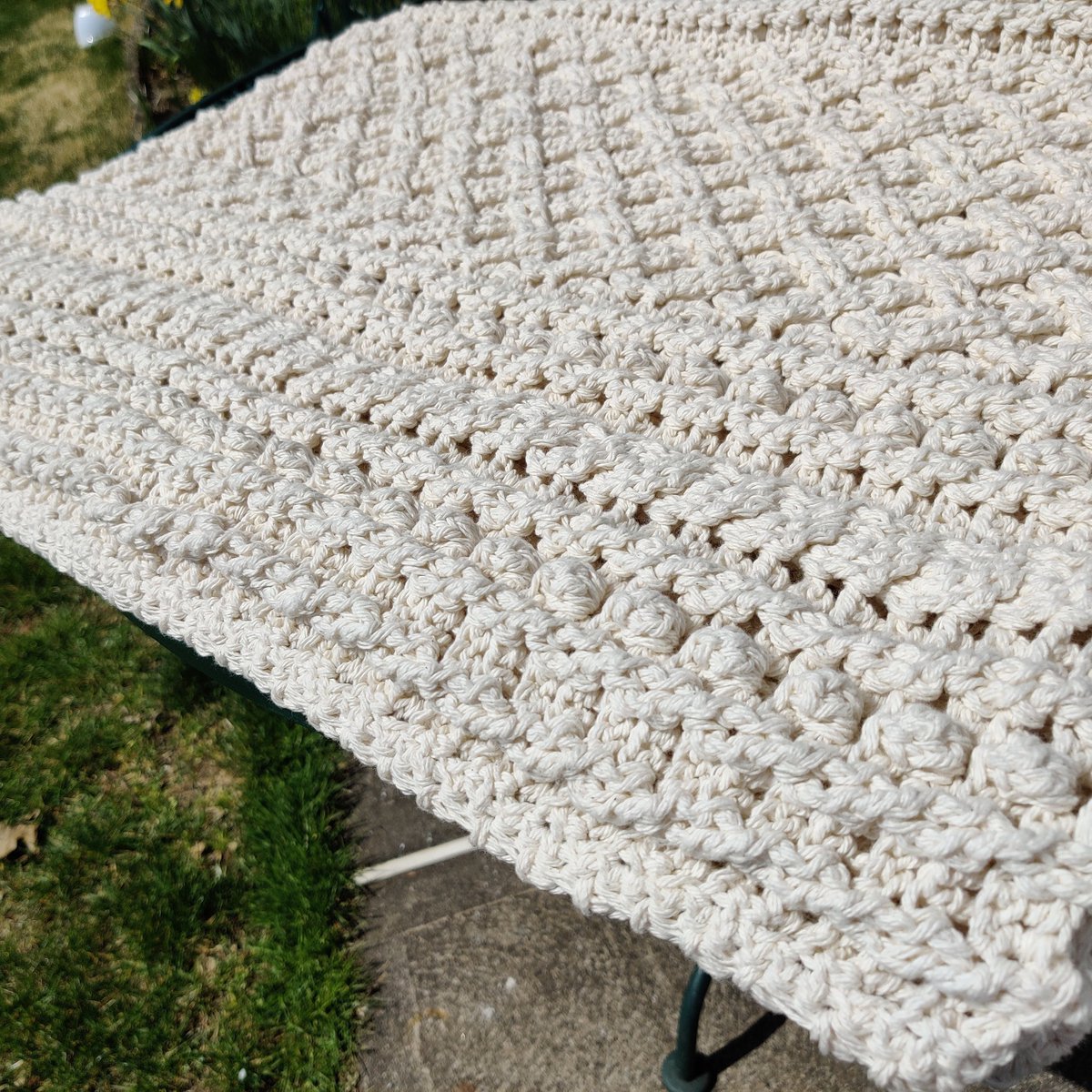 hookedontracey's tweet photo. Lattice crochet cable blanket made with cotton yarn https://t.co/zBWlQ3g4CL