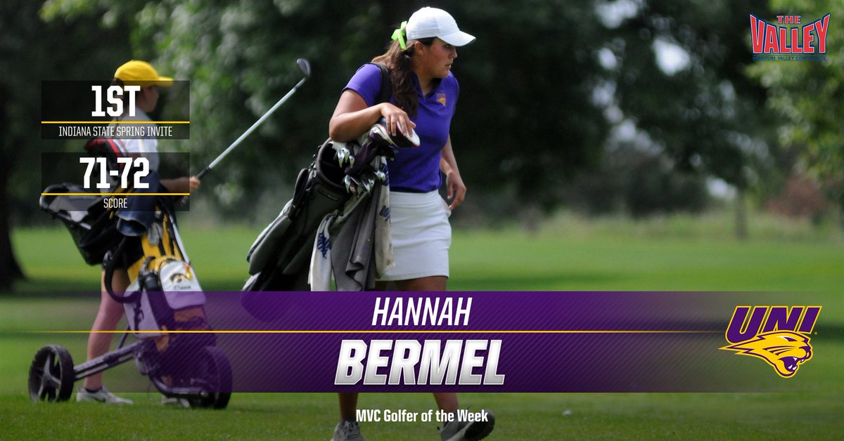 UNIAthletics's tweet photo. MVC GOLFER OF THE WEEK

Hannah Bermel earned medalist honors at the Indiana State Spring Invite, the third win of her career!🥇 

📰 https://t.co/eIhsuF2h8D

#UNIFight https://t.co/lFZSzgKSJw
