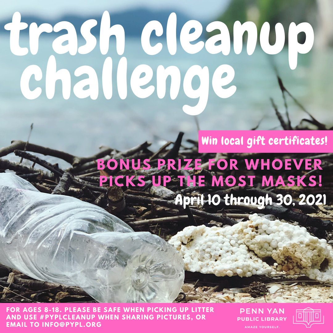 PYPL's tweet photo. Hey teens of #YatesCounty, want to win a $15 gift certificate to the Keuka Candy Emporium? Get outside and clean up some litter, share a picture using #PYPLCleanup and you could win! Special bonus to whoever picks up the most masks! #PennYan #LibrariesFromHome https://t.co/5PVZD9EMgQ