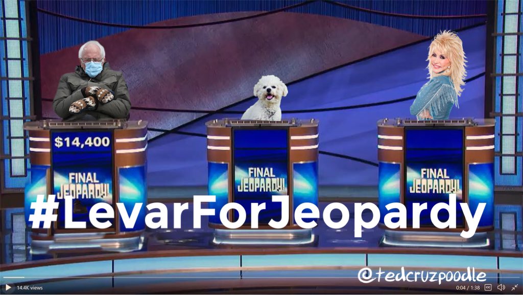 TedCruzPoodle's tweet photo. @levarburton Uncle Bernie invited Auntie Dolly & me to his sit in...
#LevarForJeopardy
#AdventuresWithBernie
#AdventuresWithDolly
#AdventuresWithSnowflake ❄️ https://t.co/6CDFSp6xyU