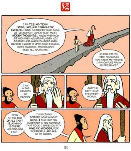 brigmaguire's tweet photo. i love the 3 different narratives, but i especially like jin’s and the monkey king’s! the monkey king’s storyline with tze-yo-tzuh is my favorite so far #bsueng230 https://t.co/6QovdOYkop