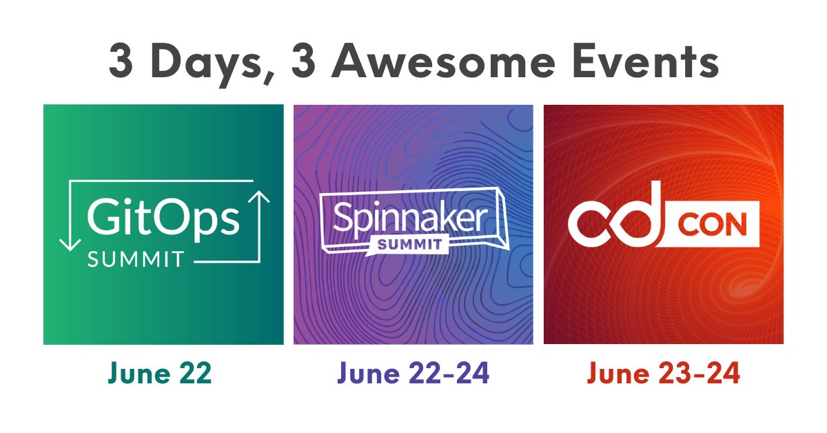 CDeliveryFdn's tweet image. All 3 programs are ready!
🔴 #cdCon ➡ bit.ly/3dNdgnw
🟢 #GitOpsSummit ➡ bit.ly/3uzKoWy
🟣 #SpinnakerSummit ➡ bit.ly/3wGelGk