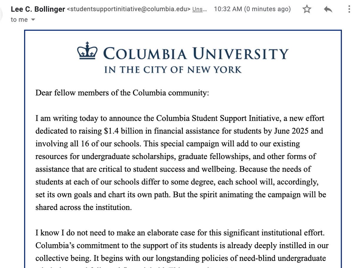 To put things in perspective, the extra 3-year cost of the @GWCUAW contract proposals that @Columbia has repeatedly called “in a different universe” than their own proposals, is about 2-3% of this newly announced fundraising goal. Happy #gradstudentappreciationweek!