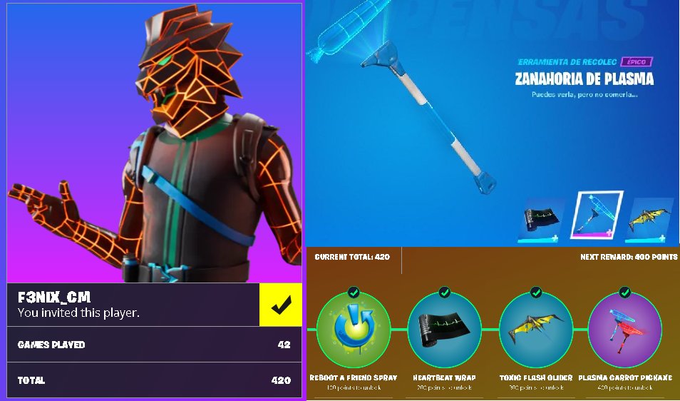 Fenix_Mujica's tweet photo. Con 420 puntos y el apoyo de @bazamila ya tenemos regalitos
Muchas gracias!! 😃
#FortniteSeason6 #Fortnite #Reebot #FortnitePrimal https://t.co/ckZFMP5g8C