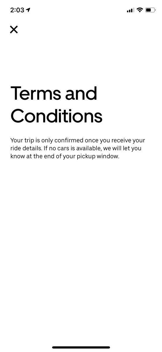 CaseyJMiller01's tweet photo. @Uber @Uber_Support How is this helpful?? Schedule a ride and wait until the end of my pick-up window to see if there is a driver available... come on! Take the option off the app if you can’t confirm my booking. https://t.co/z7ATY8hebs