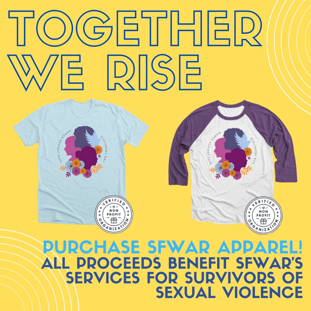 SF_WAR's tweet photo. ✨WE'VE EXPANDED OUR STORE✨

Together We Rise is a collection of apparel that commemorates our 15th Annual Walk Against Rape. All proceeds benefit SFWAR's services for survivors of rape &amp; sexual assault.

Visit https://t.co/mj2Jq7eqzs to learn more <3. https://t.co/Pxf4rqnHW4