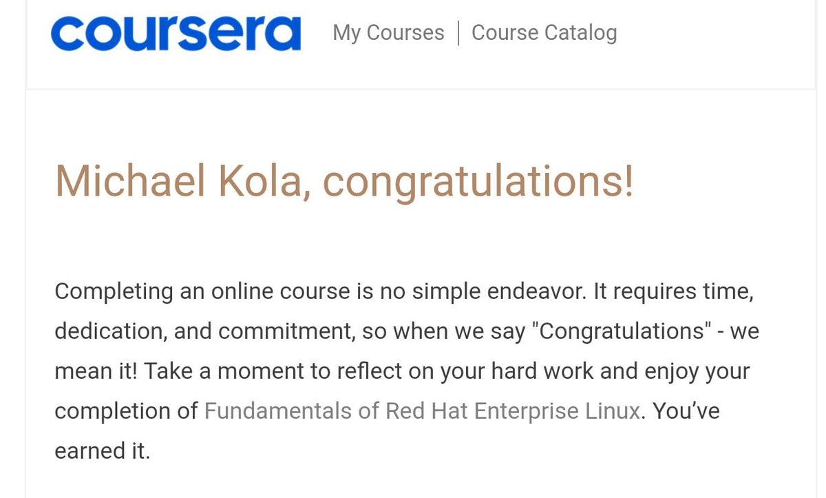 NM2Tech's tweet photo. Finished my Linux course!! https://t.co/S6NP5XNEXX