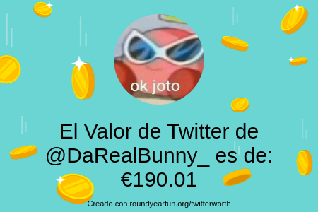 DaRealBunny_'s tweet photo. Mi valor en Twitter es de: €190.01

Encuentra el tuyo(a) con https://t.co/dlE7Mrn8cd

⠀ https://t.co/lkk85ac3Qm