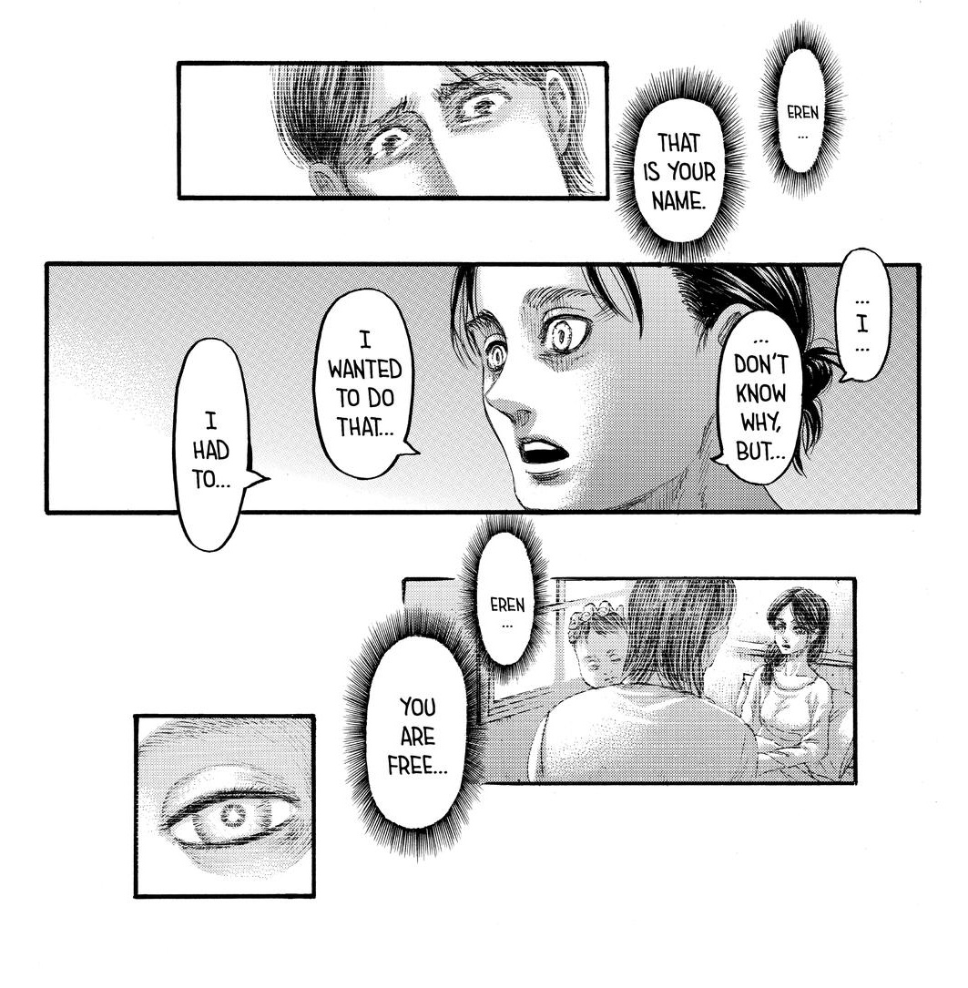 Now, onto Eren. My issue isn't him showing vulnerability, not even him throwing a tantrum over Mikasa. Is the fact his motives to do the rumbling were reduced to something he would have done regardless, even if he isn't entirely sure as to why he did it.  #aot139spoilers