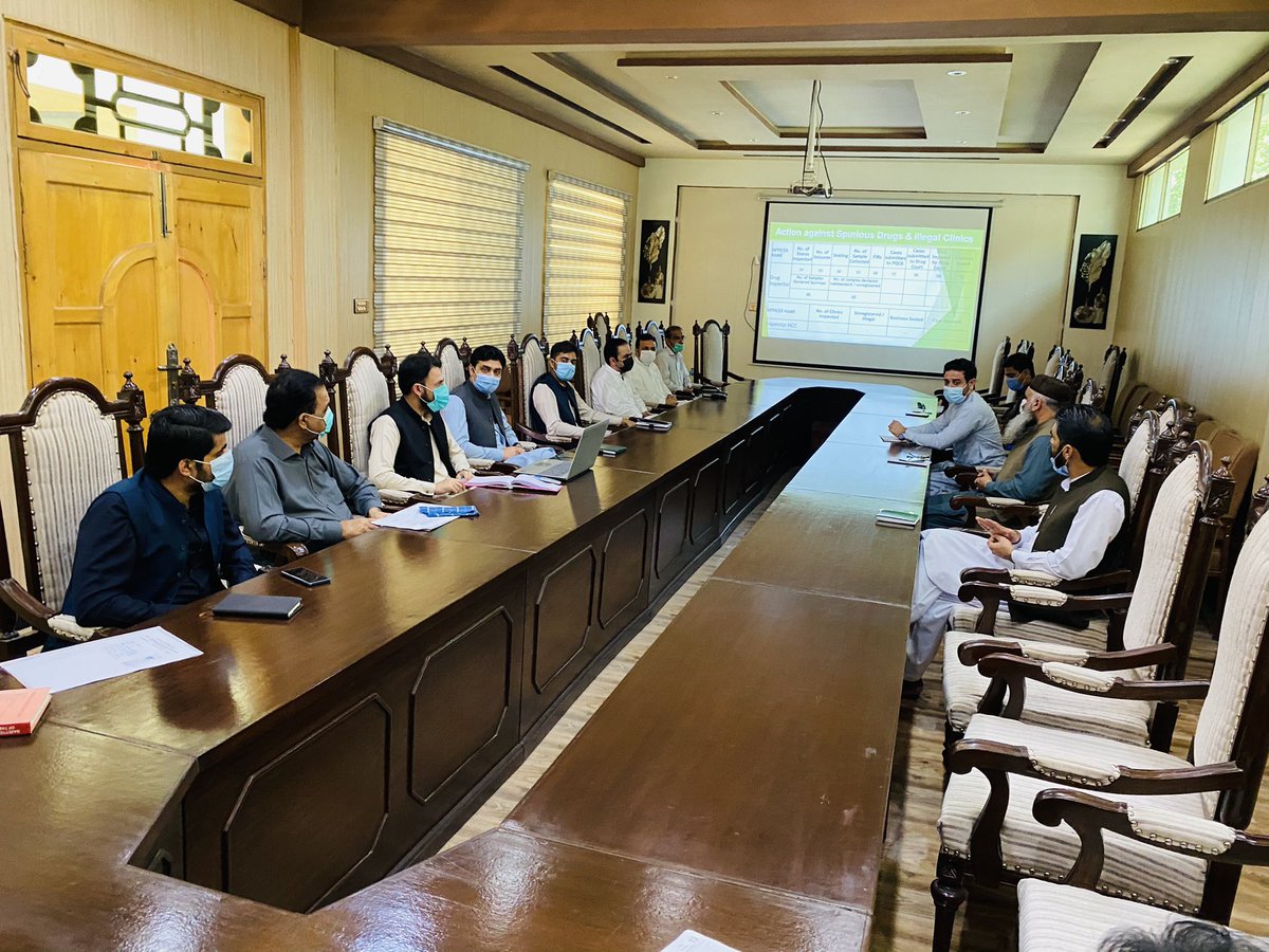 KpDrug's tweet photo. Provincial Drug Inspector Nowshera briefing the chair on role of Drug Control Nowshera &amp; it's performance during district performance review meeting held today under the chair of Deputy Commissioner Nowshera. https://t.co/SrBmGmUlig