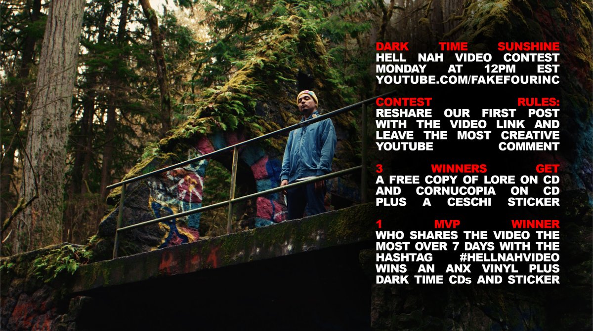 fakefour's tweet photo. We are doing something special on Monday at 12pm noon EST for the release of the new @DrkTimeSunshine "Hell Nah" music video. A contest of the most creative comment on the YouTube video with winners on Facebook, Twitter, and IG for those who also reshare our release post. https://t.co/cMjiy3vObF