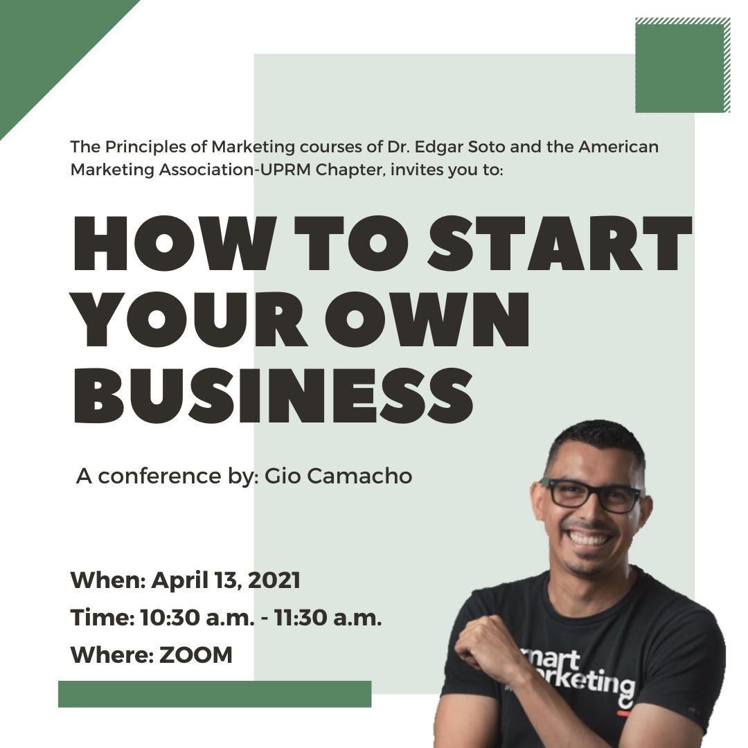 AmaUprm's tweet photo. Want to start your own business? Join us next week on a conference by @giocamacho to find out what you'll need to do so! Feel free to send us a DM to receive the link. See you soon!🐶💻📊 #conference #amauprm #uprm #marketing #businesstips https://t.co/smZRCVBLIY