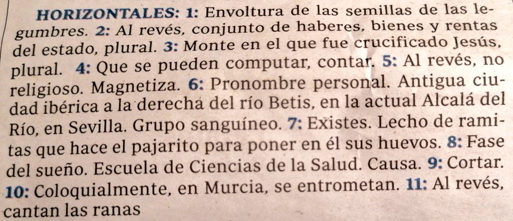 Doxima's tweet photo. Horizontales, 6, 5 letras. https://t.co/bkYQ6J5h4t
