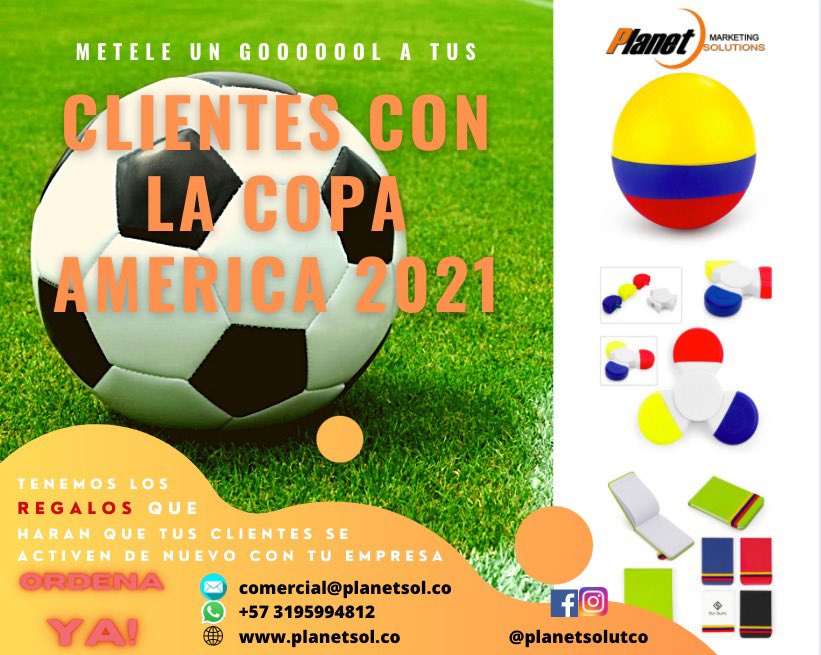 Activa tus #CLIENTES con una campaña para la #CopaAmerica2021 

Tenemos los mejores #regalos que harán que tus clientes se activen de nuevo con tu #empresa