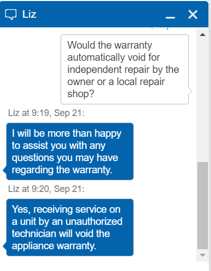 And then you ask companies about their policies and get responses like this from Electrolux: