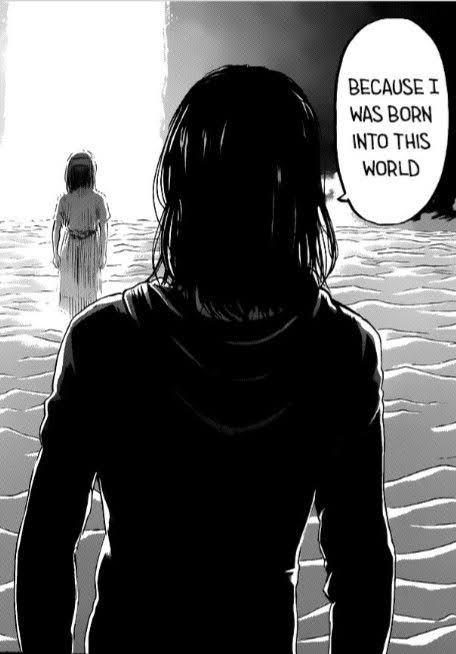 We were also led to believe his motivation to do the rumbling had multiple layers besides his undying quest for freedom. This chapter makes all of those other motivations feel like excuses to try to justify himself for doing something he would've done regardless.  #aot139spoilers