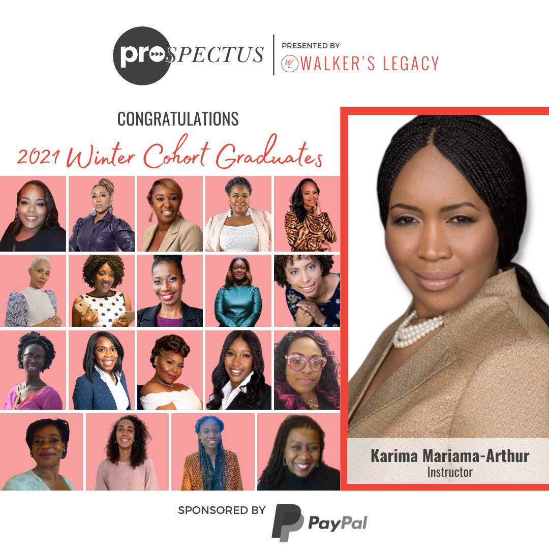 walkerslegacy's tweet photo. Walker’s Legacy is proud to announce the graduation of 19 women from our Winter 2021 PROSPECTUS cohort 🎓— Thank you all for allowing WL to be a part of your entrepreneurial growth!

To read more click here: https://t.co/HRHd0wnog4
Sponsored by @PayPal 
#WalkersLegacy #PROSPECTUS https://t.co/Jh0MA6vf3k