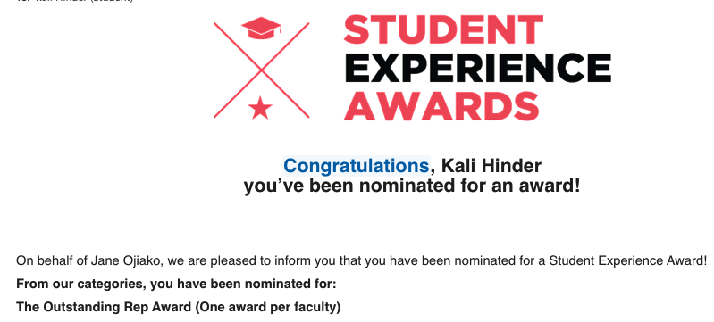 KalFromTheVal's tweet photo. I have been nominated for the "Outstanding Rep Award"! 

So HAPPY and GRATEFUL for this 🥳

Wish me luck 🥰

#UWE #Student #WomenLeaders #WomenInTech https://t.co/Kg0vCDeofP