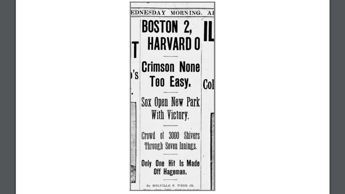 BaseballandLaw's tweet photo. The 1st games played @fenwaypark & #EbbetsField were on April 9
1912, @RedSox beat @HarvardBaseball, 2-0, in a snow filled exhibition game before 3k fans
1913, @Phillies beat #Superbas (@Dodgers) 1-0 before 10k in frigid weather
#BaseballandtheLaw 9-10, 395, 474-75, 479, 483 https://t.co/OzDKK7wBEd