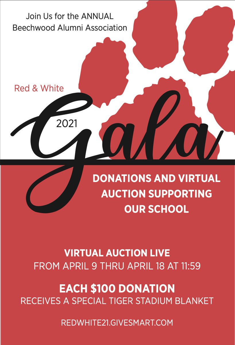 beechwood_tiger's tweet photo. It is that time again for the wonderful Red and White Gala to support what we would like to accomplish along Beechwood Road.

This year, it involves a Virtual Auction and we are so appreciative.  Details:

@beechwoodsup 
@beechwoodhs 
@zacharywashley 
@BHS_AP 
@BrummerTonya https://t.co/zH7W4LiBfC