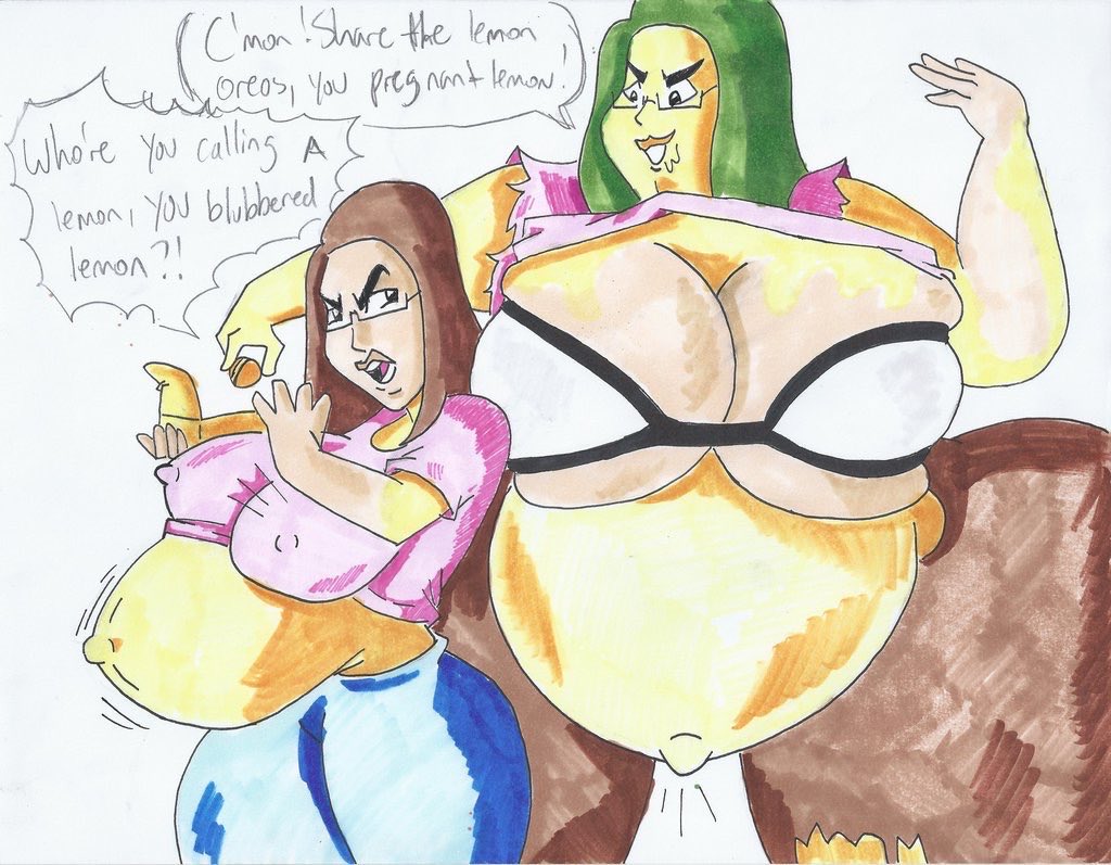 pervysage16's tweet photo. Mega Megan and Megan, becoming pregnant lemons! #breastexpansion #buttexpansion #hourglassexpansion #bellyexpansion #fruit #fruittransformation #fruittf #nsfw #nsfwart #lemon #pregnant #pregnancy #pregnantexpansion #preggo #pregnantbelly https://t.co/dlIO8O1ILR