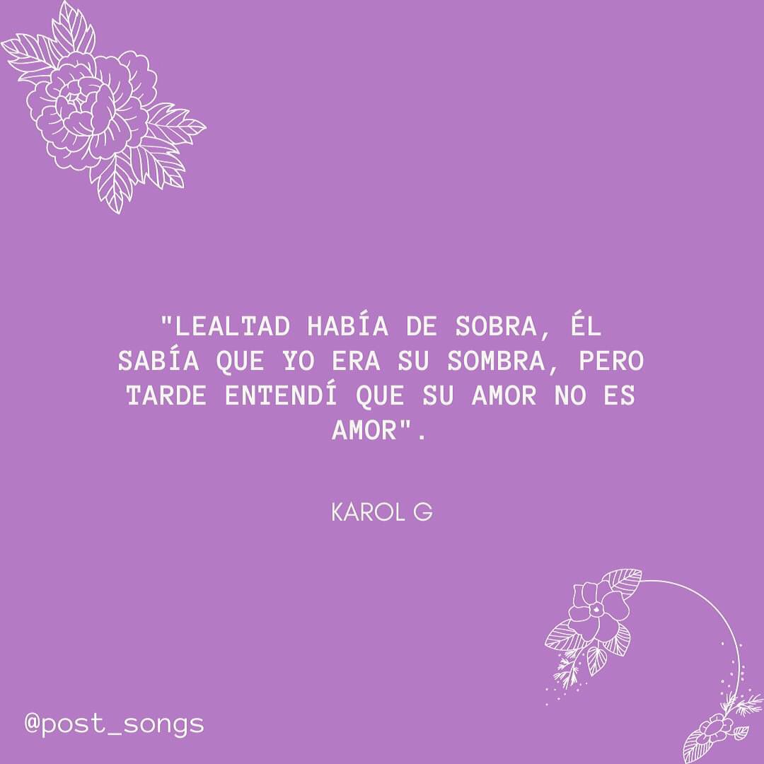 post_songs's tweet photo. "Porque mi única intención era que fuera feliz mucho más que yo". 

@karolg 

#KarolG #LoSabeDíos #Quotes #PostSongs https://t.co/vyvPgpPLmf