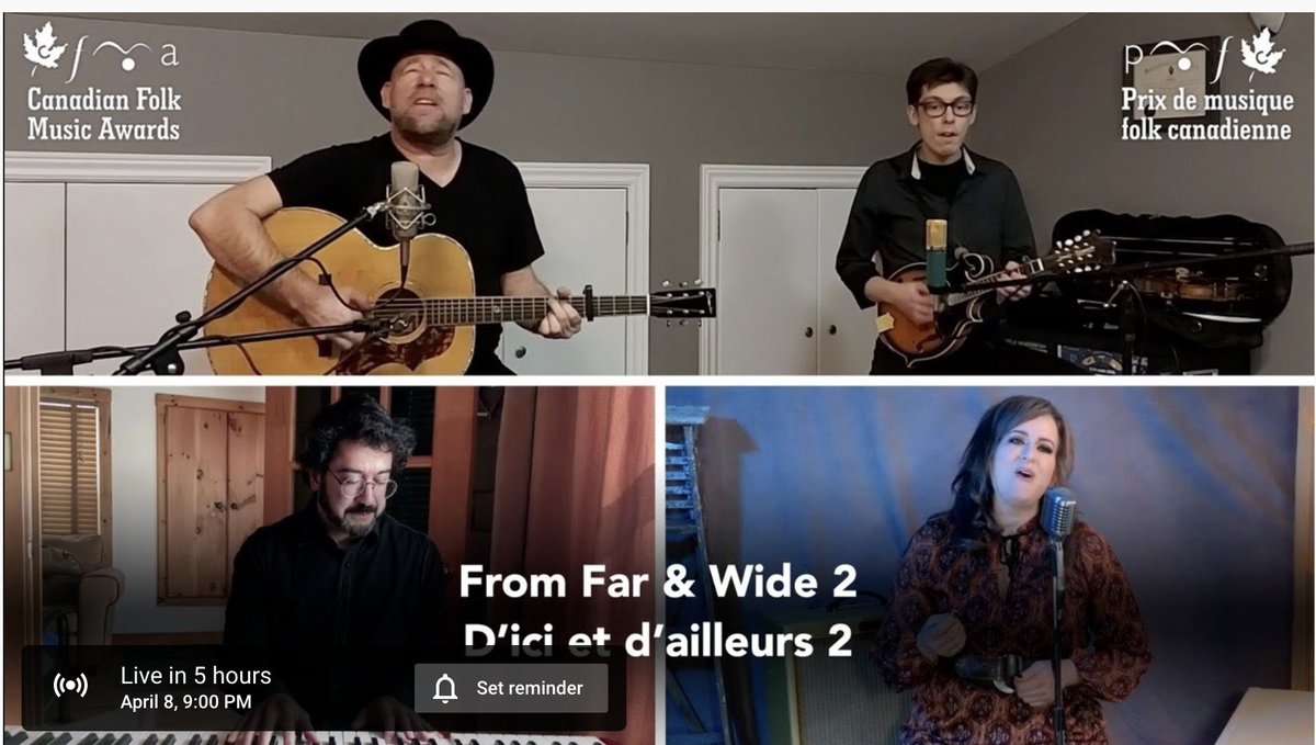 You can see our Canadian Folk Music Awards Showcase  tonight from 8PM ET at youtu.be/ywWeDl4BPlI. Come join us! 

<a href="/folkawards/">Canadian Folk Music Awards</a> | #beolach #capebreton #folkawards #folk #tradmusic #celtic #nomination #showcase