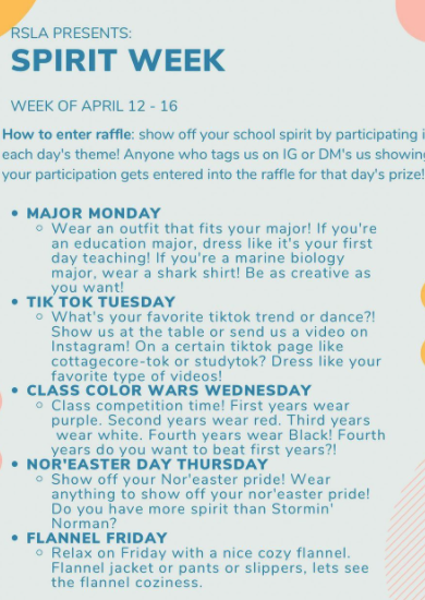 JamesHerbert's tweet photo. Show off your #NoreasterPride next week during school spirit week! I’ll be showing my school pride next Thursday by wearing #UNE gear. Check out your spirit guide which runs Monday thru Friday. Who’s with me? https://t.co/oLQwN1Azbv