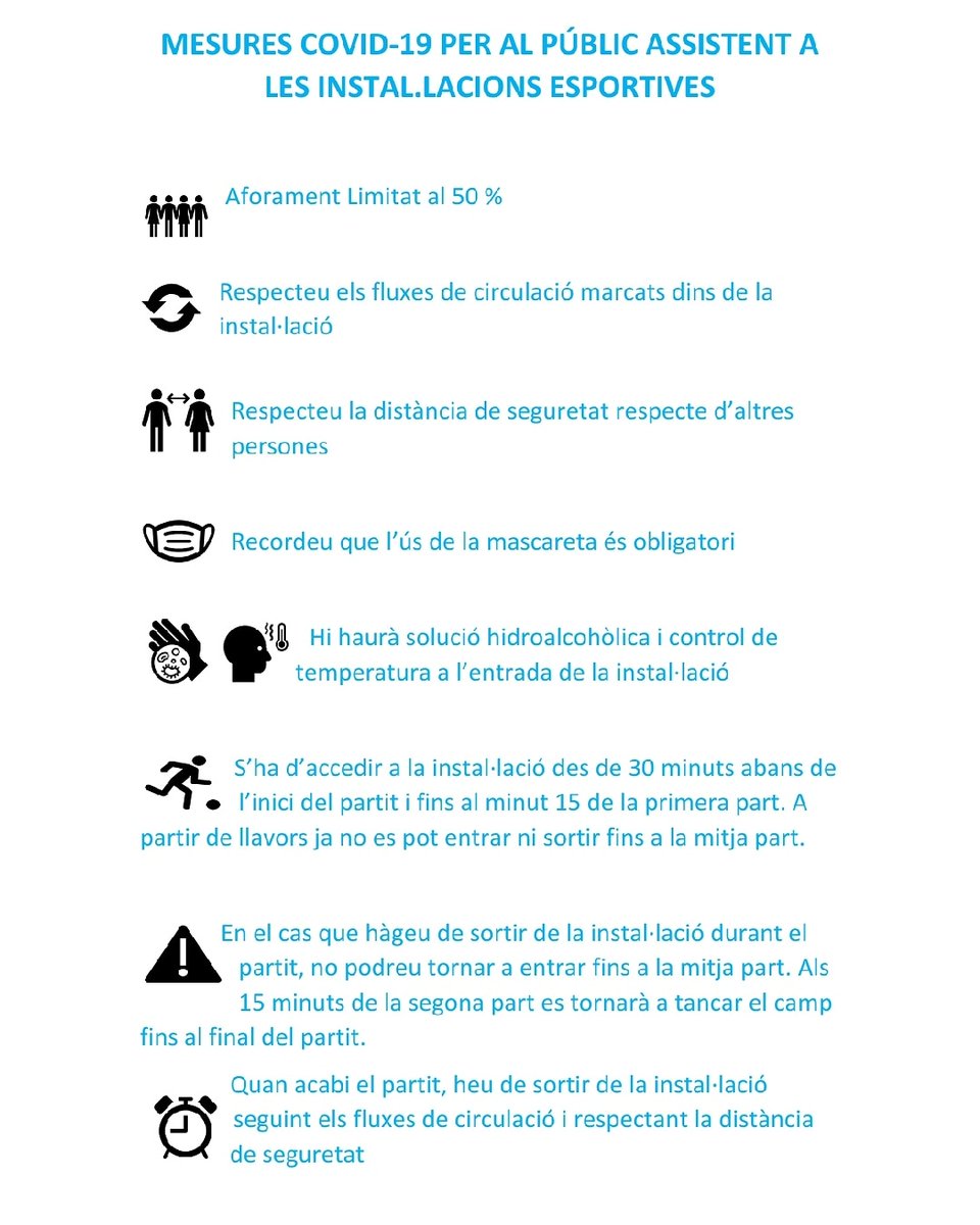 CESantLlorens's tweet photo. Dades les circumstàncies tindrem un aforament limitat al 50% i les següents mesures : https://t.co/EMC2ULisc9