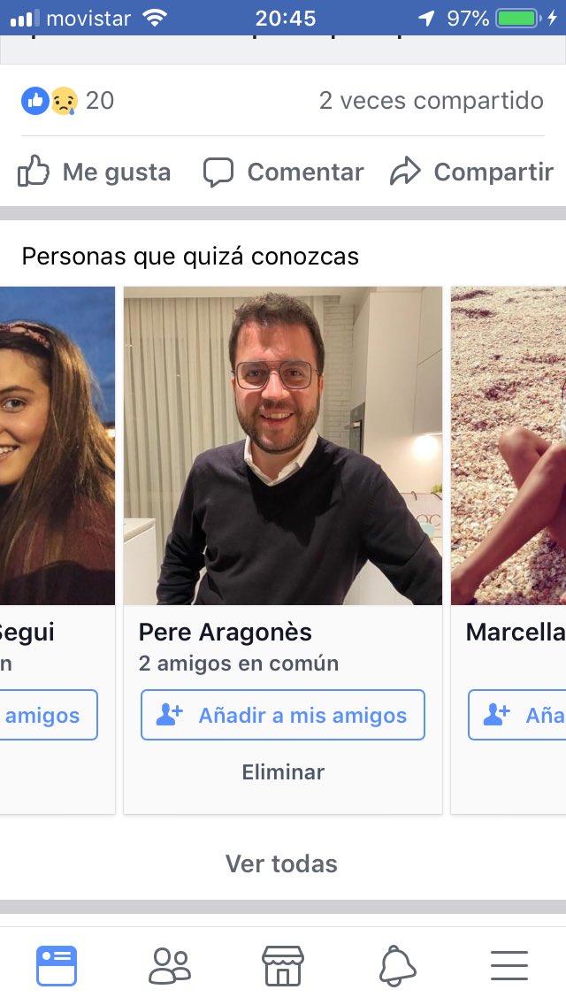 Perquè em surt el Pere Aragonès com a suggerència d’amistat al Facebook? Necessito respostes