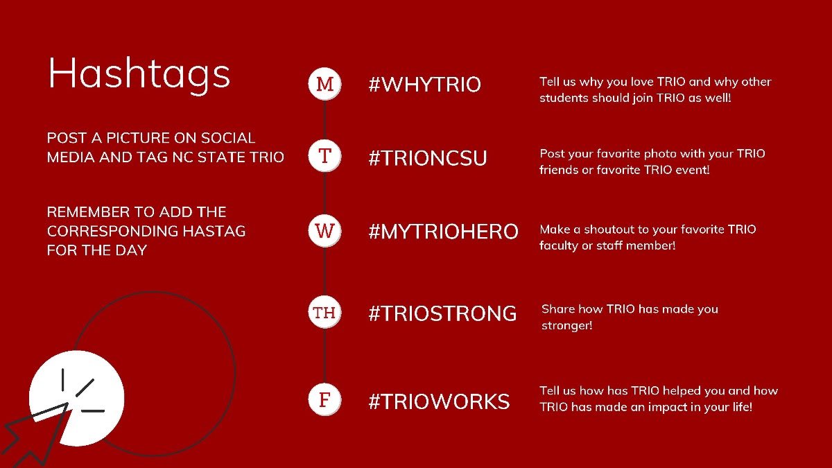 NCState_TRIOSSS's tweet image. For today’s challenge, tell us how TRIO has made you stronger! Use the hashtag #TRIOStrong and tag us in your tweets!