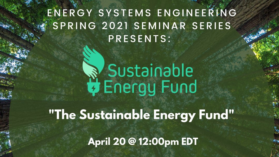 LehighESEI's tweet photo. Join ESE, Tuesday, April 20 at 12:00pm EDT, for the last segment of the ESE 2021 Spring Seminar Series lecture on "Sustainable Energy Fund" presented by John Costlow, President &amp; CEO of Sustainable Energy Fund
Sign up for this FREE event! Register Here:  https://t.co/OB9ujlUzl3 https://t.co/ZNB7R58ZVb