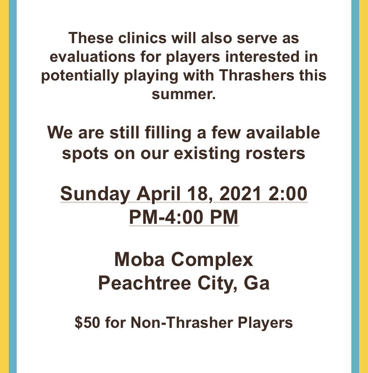 🚨🚨LAST SPRING CLINIC🚨🚨
Sharpen your skills for that playoff push or find your summer home. (a few spots left on a couple teams)
Either way, we want to see you April 18th. Sign up today!