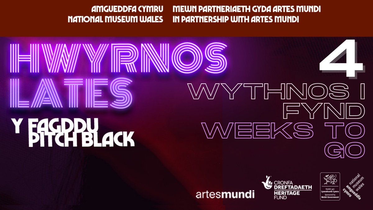 AmgueddfaCymru's tweet photo. ⚠️ Dim ond 4 wythnos i fynd nes ein gŵyl celfyddydau digidol Hwyrnos: Y FAGDDU! ✊🏿

Bob nos Iau ym mis Mai, cymysgedd o gelf cyfoes, cerddoriaeth a dathliad o Dduwch, agored i bawb: https://t.co/jm21CBJeaR

Gyda @ArtesMundi https://t.co/SmeSk2SMvn